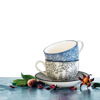 Zafferano Tue porcelain Tea cup with small plate turquoise - Buy now on ShopDecor - Discover the best products by ZAFFERANO design