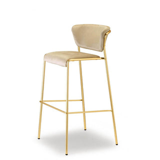 Scab Lisa stool h. 75 cm satin brass effect legs - beige velvet seat - Buy now on ShopDecor - Discover the best products by SCAB design