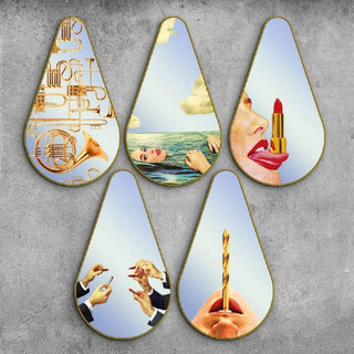 Seletti Toiletpaper Mirror Gold Frame Pear Tongue - Buy now on ShopDecor - Discover the best products by TOILETPAPER HOME design